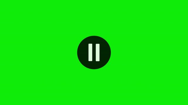 Mouse Cursor Clicking Pause Button on Green Screen, Click pause animation. Ideal for overlays, streaming and editing. 4K video