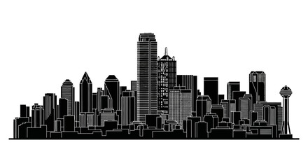 Naklejka premium Dallas Texas City Skyline Silhouette Vector Illustration