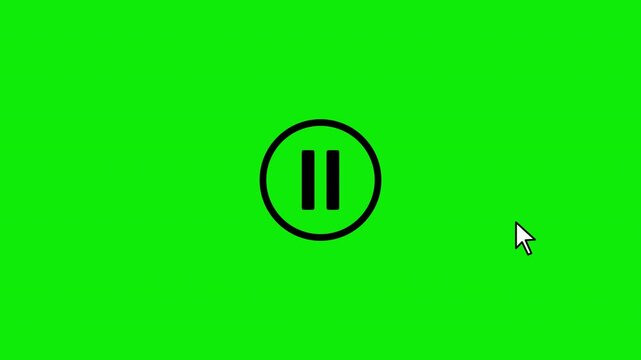Cursor arrow clicking play and pause button motion graphic, Ideal for overlays, UI videos, streaming, editing, and motion graphics. 4K video