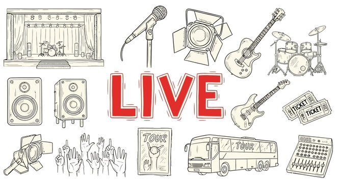 Live music event concert illustration.