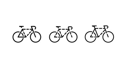 Obraz premium Three Black and White Bicycle Icons Simplified Design.