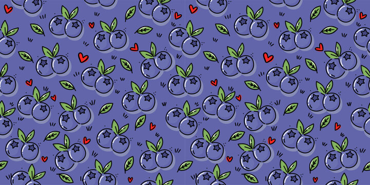 Cute blueberry seamless pattern background