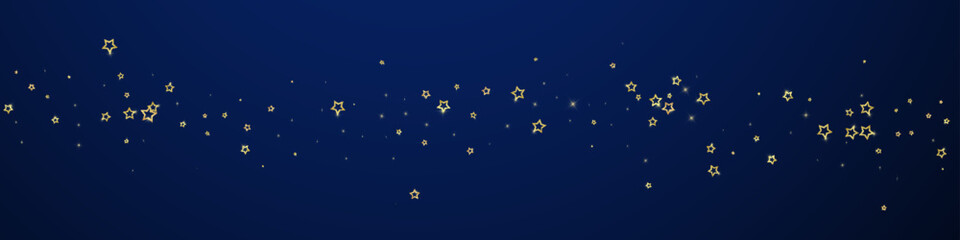 Fototapeta premium Twinkle stars scattered around randomly, flying, falling down, floating. Christmas celebration concept. Festive stars vector illustration on dark blue background.