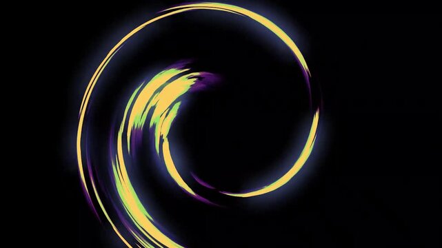 Abstract Yellow Purple Neon Circular Light Loop Background 4K | Futuristic Neon Spiral Ring Motion Graphic Animation Loop video 2