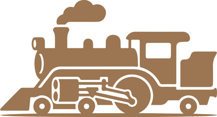 Vintage Steam Locomotive Train Silhouette with Smoke Emitting from Chimney © Nayem