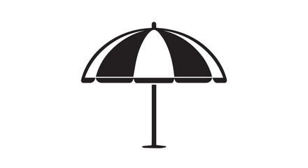 Fototapeta premium Simple black and white icon of a beach umbrella.