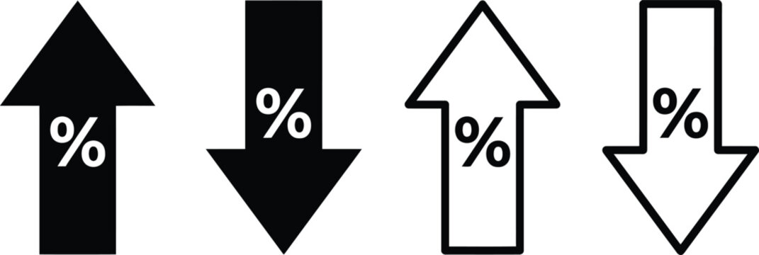 arrows set with percentage symbols and directional indicators for financial data