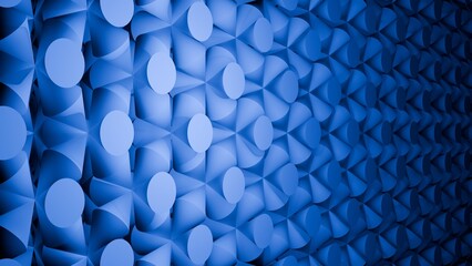 Blue Geometric Cylinder Wall With Futuristic Abstract Technology Texture © michnik101