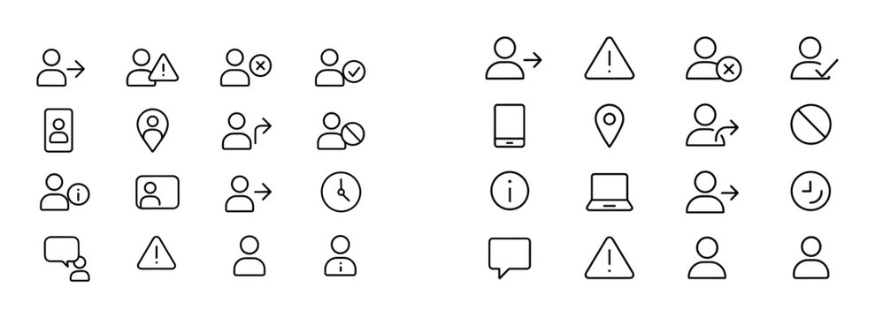 User interface icons showing people and system symbols