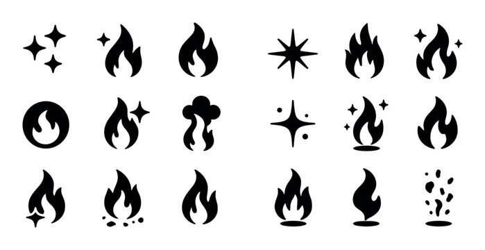 Fire icons arranged in grid on white background