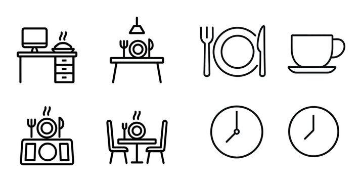 Workplace meal icons indicating dining and time