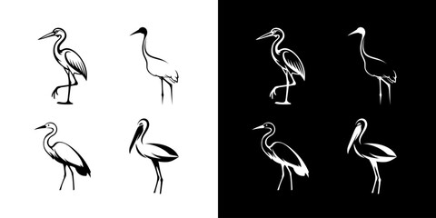 Obraz premium Stork bird set isolated graphic