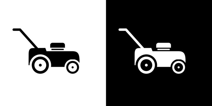 Lawn mower lawn mover grass mow icon flat silhouette isolated graphic