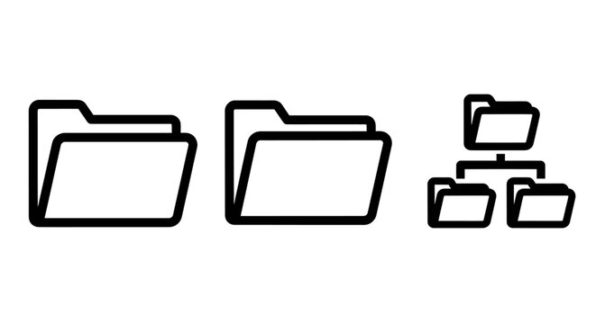 Digital file folders and data hierarchy organization icons with directory organization hierarchy document computer management business interface information structure connection computing