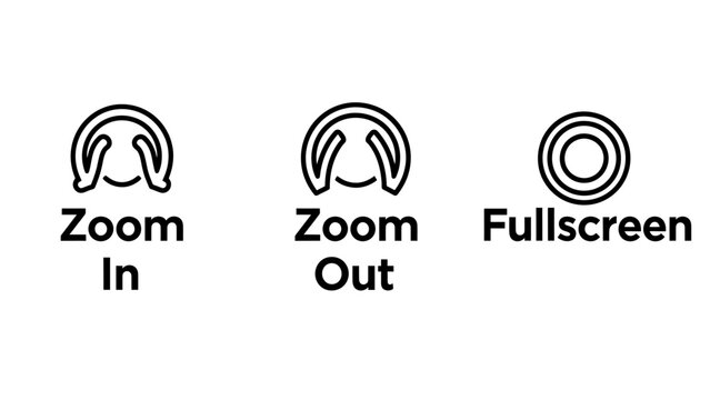 Digital zoom in zoom out fullscreen user interface icons with fullscreen interface navigation graphical software application magnification minimalist interactive maximize minimize settings