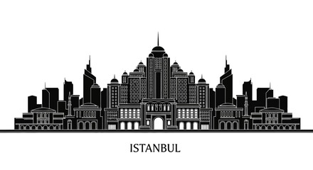 Obraz premium Istanbul City Skyline Silhouette Illustration