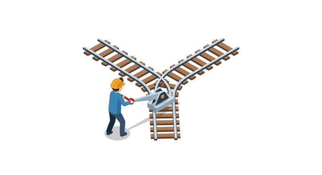 Construction Workers Repairing Railway Tracks Together Outside.