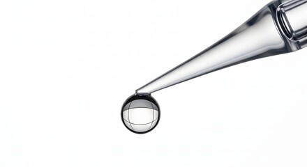 Fototapeta premium Tilted glass pipette with pure clear water drop