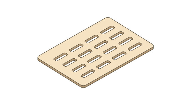 Beige plastic rectangular grid tray with slots.