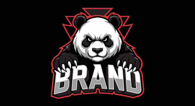 Stylized panda logo with aggressive expression, claws gripping bold text