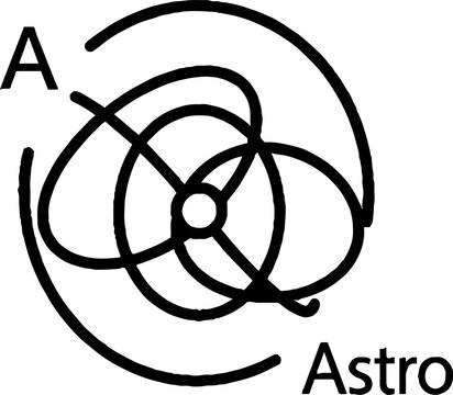 Minimalist circular cosmic orbital line art logo