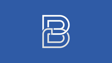 Stylized overlapping letter B logo on blue background © gabriell