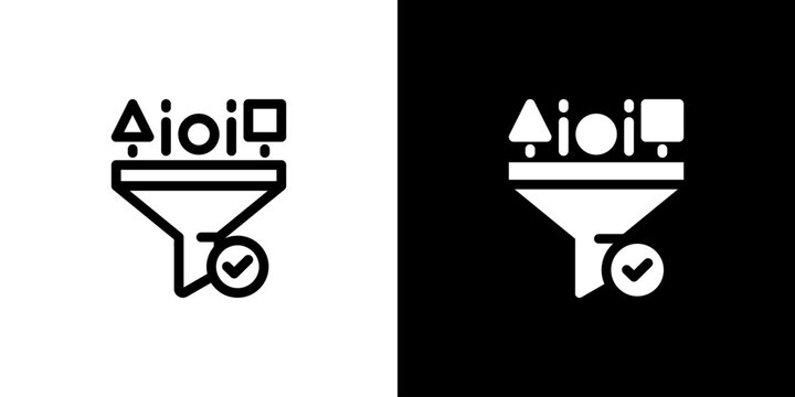 Sort Evaluation Lean Funnel icon concept with flat Black White Background. Vector illustration.