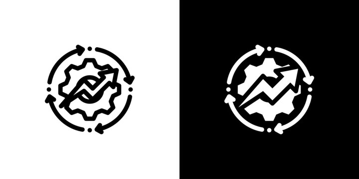 Continuous Improvement Kaizen icon concept with flat Black White Background. Vector illustration.