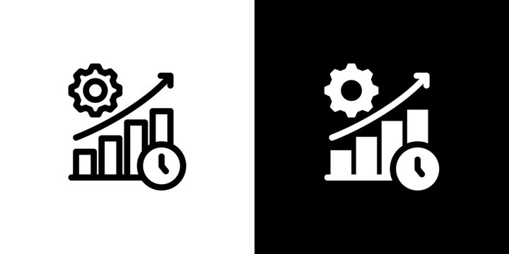 Productivity Assessment Bar Diagram icon concept with flat Black White Background. Vector illustration.