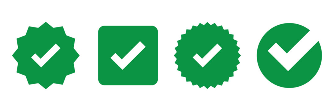 Checkmark icon. Verified checkmark icon set. Vector illustration. verified icon logo design. verification check mark. approved icon. Checkmark Tick Symbol for Approval, Verified Success Badge.