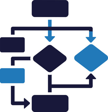 Flowchart diagram for business process with various shapes connected by arrows vector.