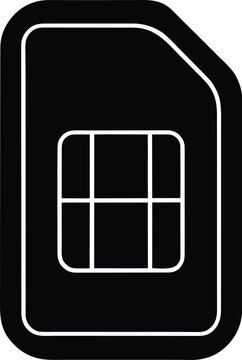 sim card esim silhouette vector art illustration, black and white design