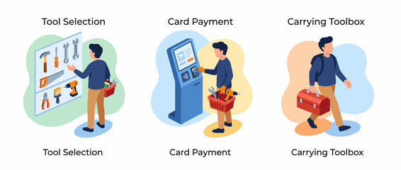 Fototapeta premium Modern Hardware Store Shopping with Touchless Card Payment