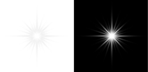 Fototapeta premium White light abstract star space flare energy burst digital art design.