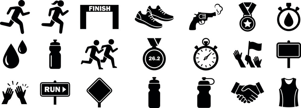 Marathon and running icons