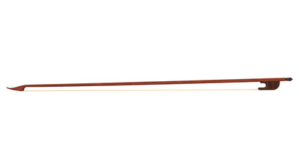 Professional wooden violin bow with horsehair and ebony frog, isolated on a transparent background. High quality 3D render for musical, classical orchestra and concert concepts. © FraP 2D