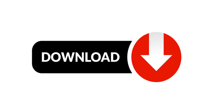 Download button with red arrow flat vector illustration