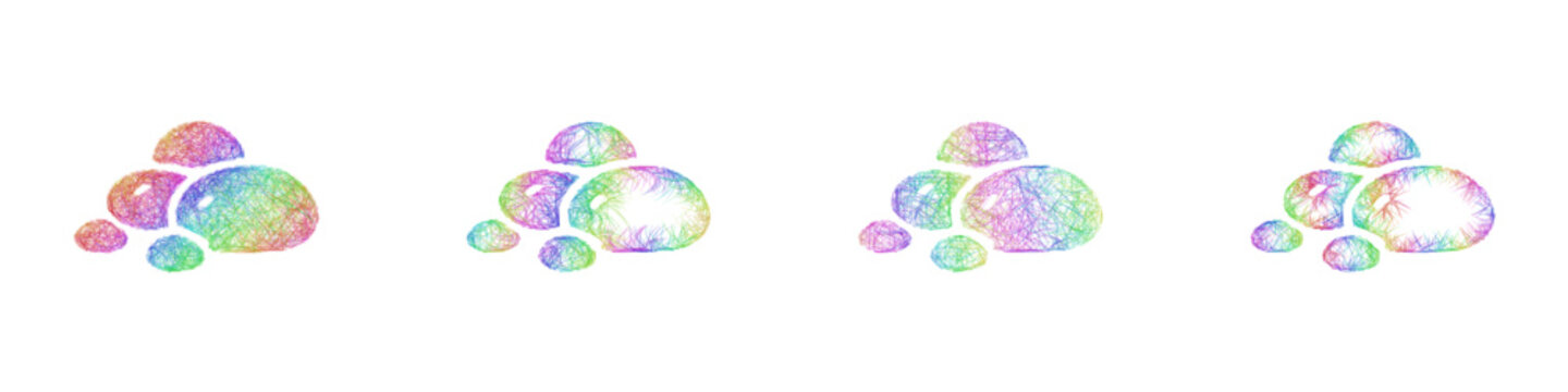 Colorful sketch pebble icon design set
