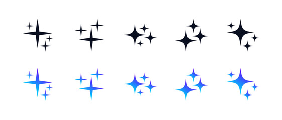 Generative sparkling logo pack with minimal AI magic stars, isolated on transparent background, vector illustration © Howbing