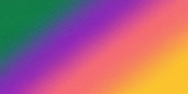 A vibrant gradient of emerald green smoothly transitions into deep purple, then to a warm coral pink, and finally to a bright sunshine yellow.