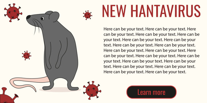 Hantavirus medical Banner design. Hantavirus with cute mouse and Empty space for text isolated light backgorund. Vector for hospital clinic placard news concept. EPS 10