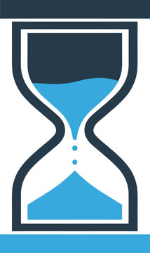 Hourglass with sand flowing from top to bottom, symbolizing passage of time, deadlines, and urgency.