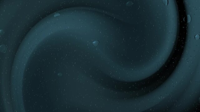 Abstract dark swirling pattern with water droplets and textured surface