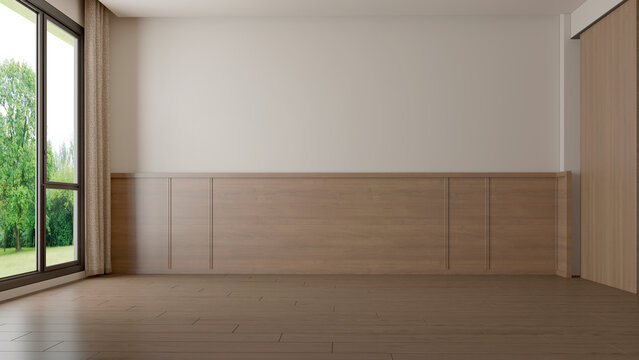 empty room with wooden floor. 3d render