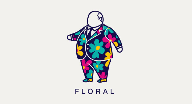 Man wearing a vibrant colorful floral pattern business suit