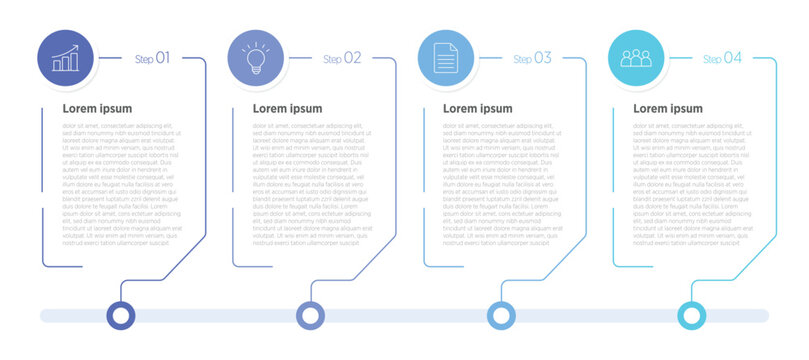 A clear 4-step linear timeline infographic that visually represents sequential progress along straight paths, ideal for showcasing milestones, processes, or project phases.
