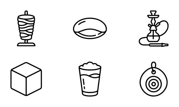 Middle Eastern Food Icons, Shawarma, Hookah, Turkish Delight, Drink, Cube, Target
