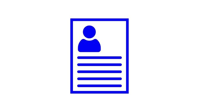 Animated icon of resume filling with checkmark appearing in circle on white background