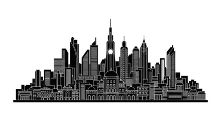 Obraz premium Melbourne City Skyline Silhouette, Minimalist Urban Landscape
