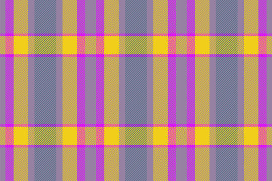 String texture fabric textile, yuletide background tartan vector. Relax check seamless plaid pattern in pastel and yellow colors.